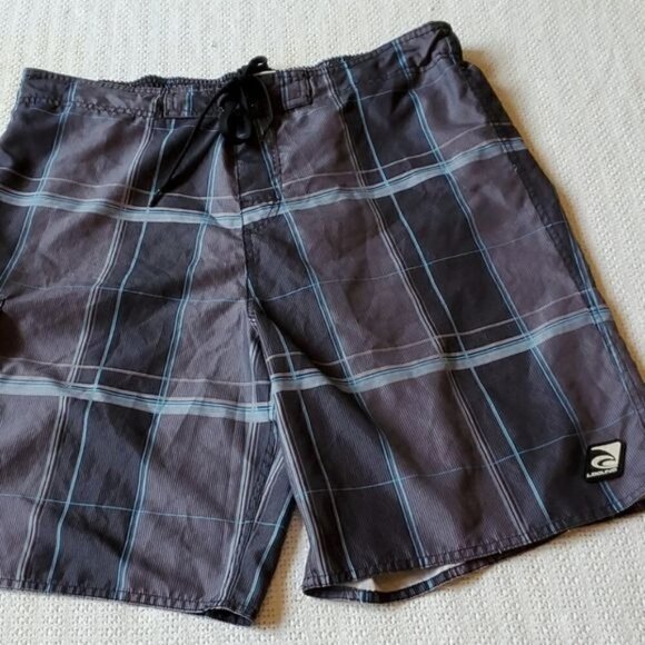 Laguna B Cinched Logo Lined Blue/Black Board Sz. L Short - Picture 1 of 9